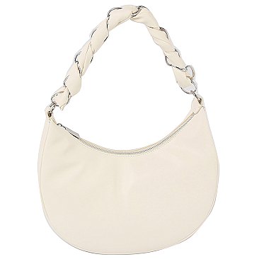 Braided Chain Handle Hobo Shoulder Bag