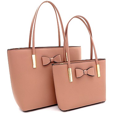 Lovely Bow Accent 2PC Tote SET