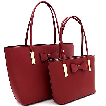 Lovely Bow Accent 2PC Tote SET
