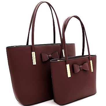 Lovely Bow Accent 2PC Tote SET
