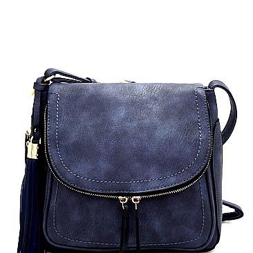 EW2143 -LP  Tassel Accent Large Saddle Bag