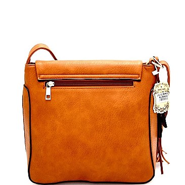 EW2143 -LP  Tassel Accent Large Saddle Bag