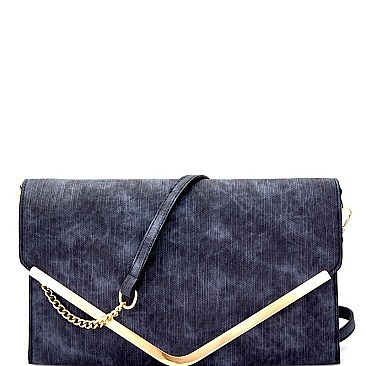 3-Compartment Distressed Envelope Clutch