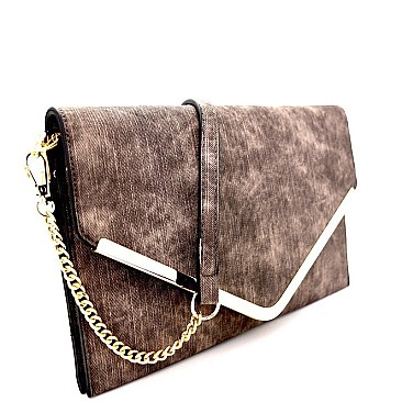 3-Compartment Distressed Envelope Clutch