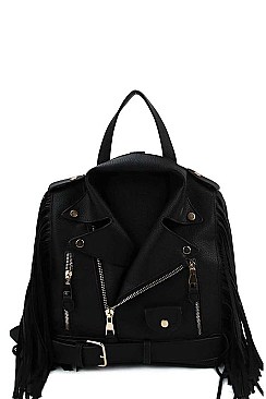 STYLISH SIDE FRINGE MOTOR CYCLE JACKET BACKPACK JYLY-042