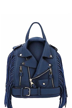 STYLISH SIDE FRINGE MOTOR CYCLE JACKET BACKPACK JYLY-042