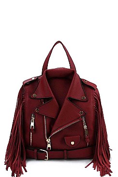 STYLISH SIDE FRINGE MOTOR CYCLE JACKET BACKPACK JYLY-042
