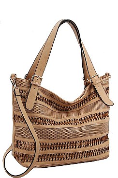 2IN1 STYLISH WOVEN FRONT SATCHEL WITH WALLET