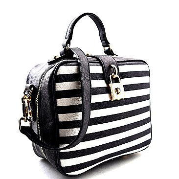 Padlock Accent Boxy Messenger Stripe