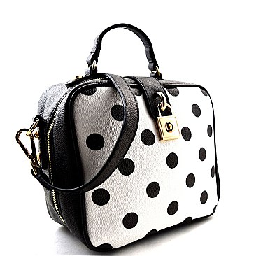 Padlock Accent Boxy Messenger Polka Dot