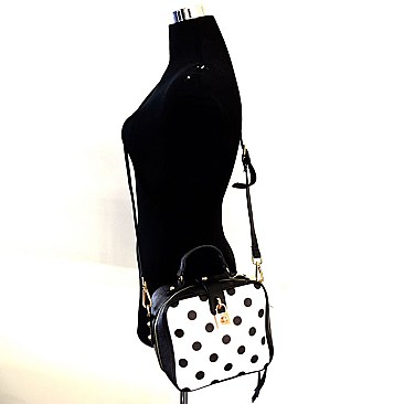 Padlock Accent Boxy Messenger Polka Dot