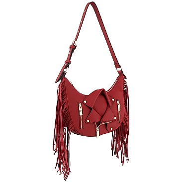 Motorcycle Jacket Fringe Shoulder Bag Hobo