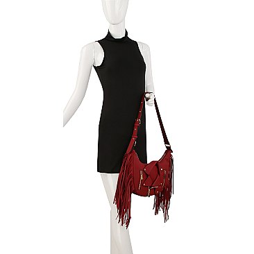 Motorcycle Jacket Fringe Shoulder Bag Hobo