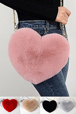 PACK OF 12 Heart Shaped PLUSH SHOULDER BAG