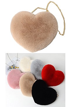 PACK OF 12 Heart Shaped PLUSH SHOULDER BAG