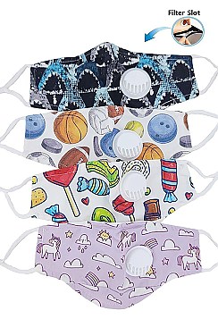 PACK OF 12 ASSORTED COLOR DUST PROOF KIDS RESPIRATOR MASK