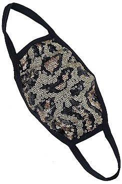 PACK OF 12 CHIC SEQUIN ACCENT LEOPARD MASK