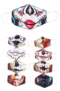 PACK OF 12 SUGAR SKULL REUSABLE MASK