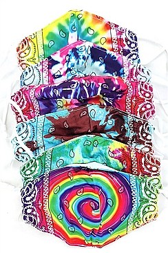 PACK OF 12 CHIC ASSORTED COLOR TIE DYE BANDANA