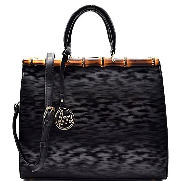 LF105-LP Bamboo Accent Structured Satchel