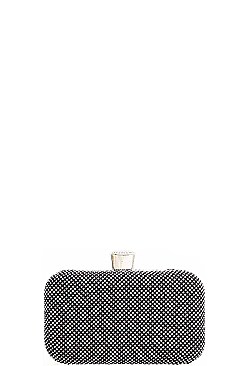 TRENDY MULTI RHINESTONE STRUCTURED PARTY CLUTCH WITH CHAIN