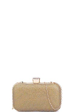 TRENDY MULTI RHINESTONE STRUCTURED PARTY CLUTCH WITH CHAIN