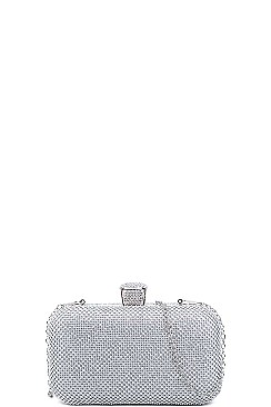TRENDY MULTI RHINESTONE STRUCTURED PARTY CLUTCH WITH CHAIN