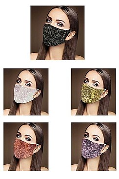 PACK OF 12 ASSORTED COLOR SEQUIN FASHION MASK