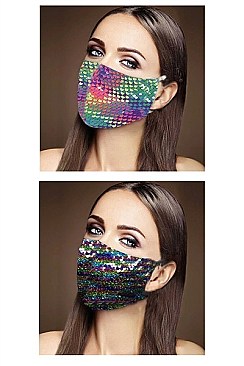 PACK OF 12 COLORFUL SEQUIN FASHION MASK