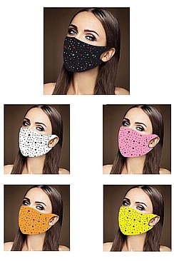 PACK OF 12 PLAIN COLORS MULTI STONE REUSABLE MASK