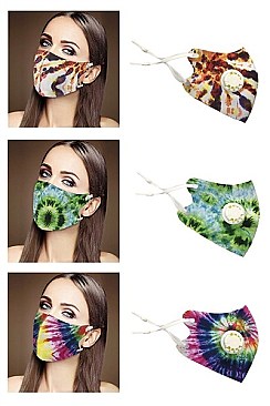 PACK OF 12 DUST PROOF TIE DYE RESPIRATOR FASHION MASK