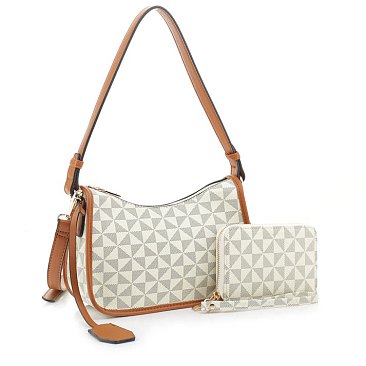 Vivi Geometric Monogrammed Medium Shoulder Set