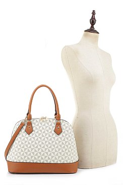 2-in-1 Geometric Monogrammed Dome Satchel Set