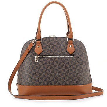 2-in-1 Geometric Monogrammed Dome Satchel Set