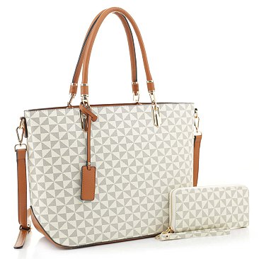 2-in-1 Geometric Monogrammed Tote Set