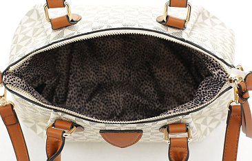 Geometric Monogrammed Shoulder Satchel Tote