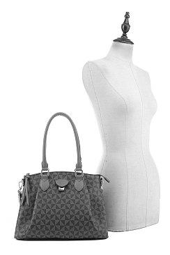 Geometric Monogrammed Shoulder Satchel Tote