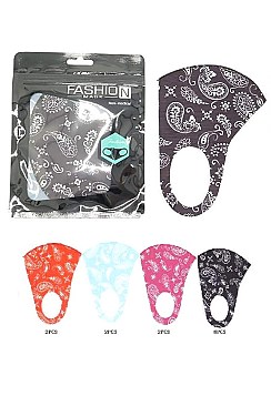 PACK OF 12 ASSORTED COLOR PAISLEY PRINT DUST PROOF WASHABLE MASK