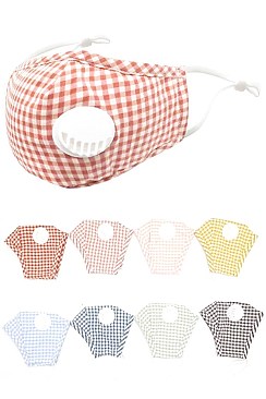 PACK OF 12 REUSABLE  PLAID MASK WITH FILTER SLOT