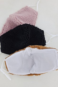 WASHABLE FAUX SHERPA FUR FACEMASK