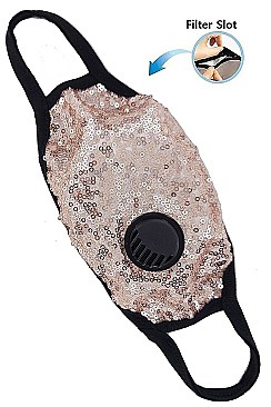 PACK OF 12 DUST PROOF SEQUIN ACCENT MASK WITH FILTER SLOT