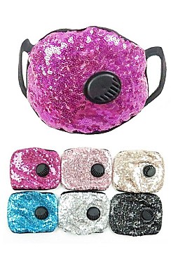 PACK OF 12 DUST PROOF SEQUIN ACCENT MASK WITH FILTER SLOT