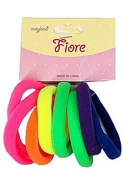 PACK OF 12 CUTE (8PCS EACH CARD) ASSORTED COLOR SEAMLESS HAIR TIE