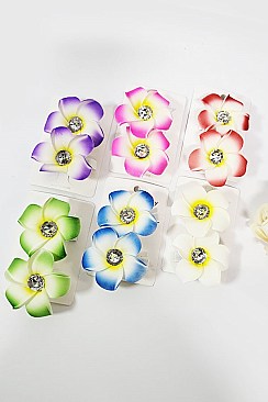 Pack of 12 (pieces) Assorted 2-pc Hawaiian Flower Hair Pin Set