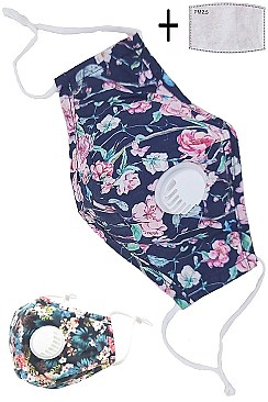PACK OF 12 FLORAL REUSABLE MASK WITH FILTER SLOT