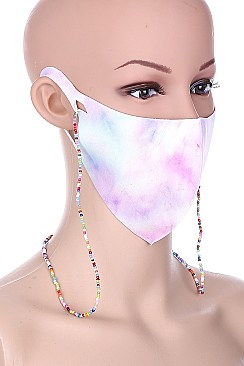 PACK OF 12 FASHION ASSORTED COLOR SEED BEAD MASK LANYARD