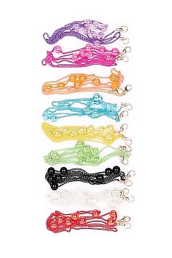 PACK OF 12 TRENDY PEARL BEAD ASSORTED COLOR MASK LANYARD