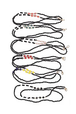 PACK OF 12 FASHION SEED BEAD ASSORTED COLOR MASK LANYARD