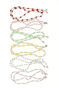 PACK OF 12 TRENDY MULTI BEAD ASSORTED COLOR MASK LANYARD