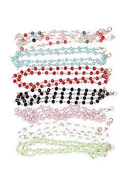 PACK OF 12 TRENDY MULTI BEAD ASSORTED COLOR MASK LANYARD